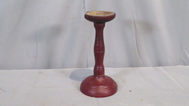 Early wood tidy in later red painted surface: Early wood tidy in later red painted surface, 8.25"T