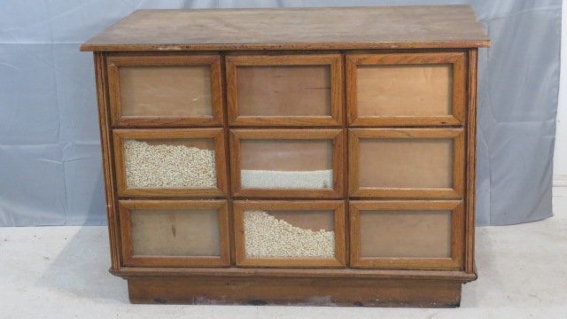 Late 19th century old General Store oak seed counter (1 of 5)
