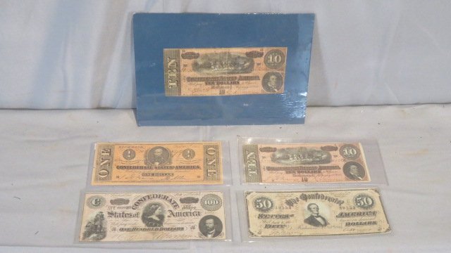 5 pieces of Confederate States of America currency (1 of 10)