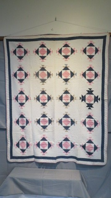 Early 20th century hand stitched quilt (1 of 5)