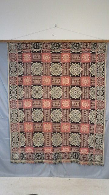 19th century 4 color 2 piece wool coverlet (1 of 7)