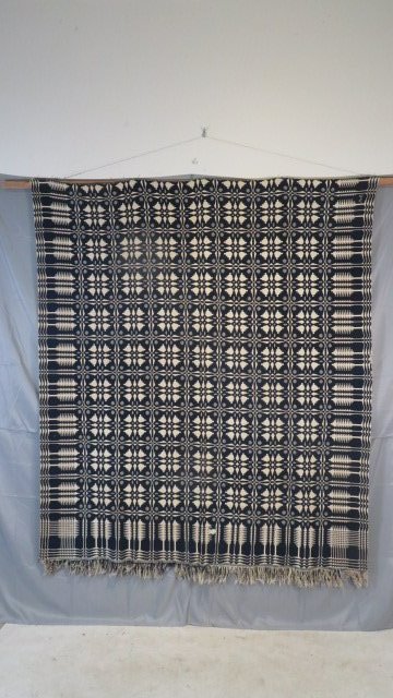 Early 19th century blue and white coverlet (1 of 9)