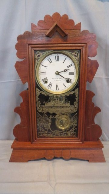 Russell & Jones Clock Co. walnut kitchen style clock (1 of 6)