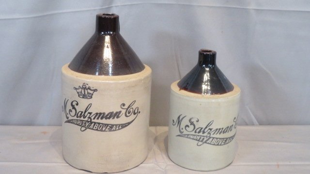2 stoneware advertising jugs for M. Salzman Co. (1 of 5)