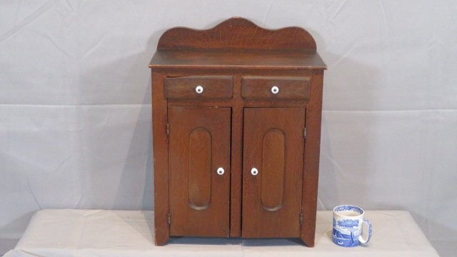 Late 19th century pine miniature jelly cupboard (1 of 4)