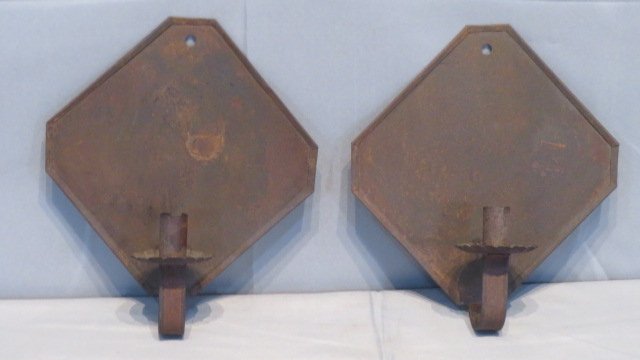 Pair of 19th century tin candle wall sconces (1 of 4)