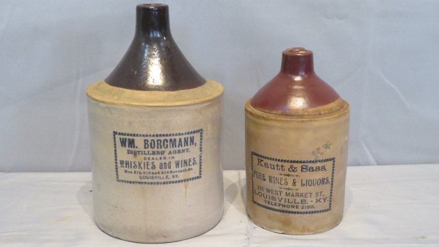 2 stoneware Louisville, KY merchant jugs (1 of 5)