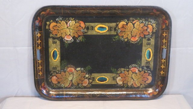 Large tin toleware serving tray (1 of 6)