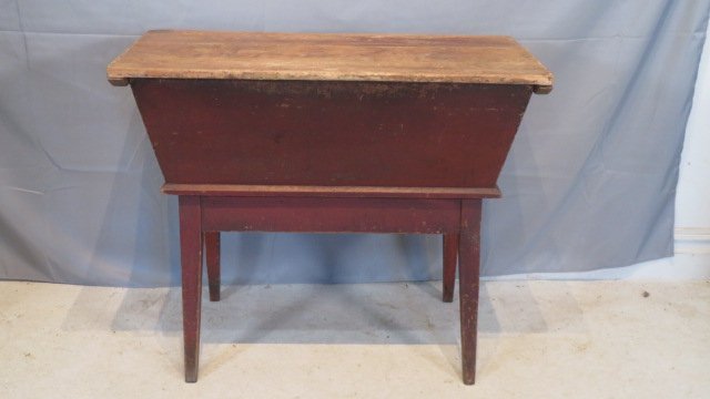 19th century pine dough box on legs in original old red paint (1 of 6)