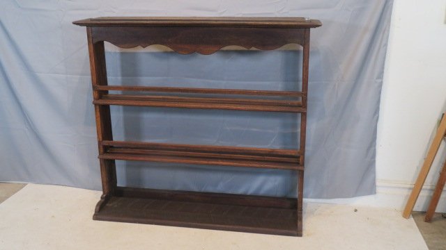 19th century oak hanging pewter shelf (1 of 3)