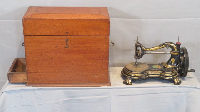 Mid-19th century Windsor cast iron sewing machine with mahogany case (1 of 9)