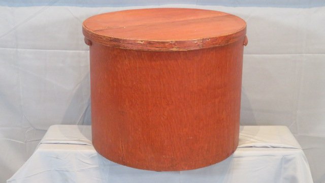 Large round wood storage container with lid lined with wallpaper (1 of 5)