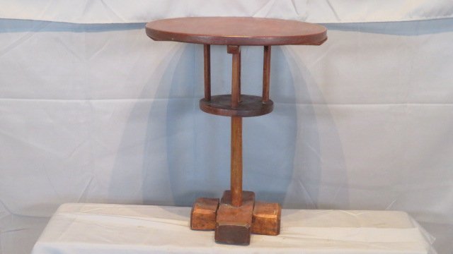 19th century pine cross-base revolving candle stand (1 of 6)