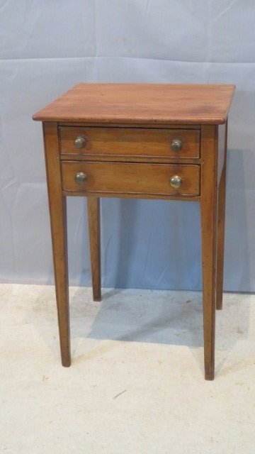 19th century pine Hepplewhite 2-drawer stand table (1 of 6)