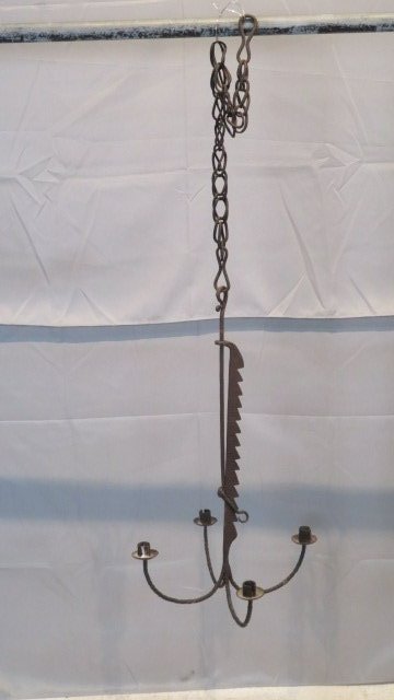 Wrought iron candle chandelier with adjustable trammel mechanism (1 of 7)