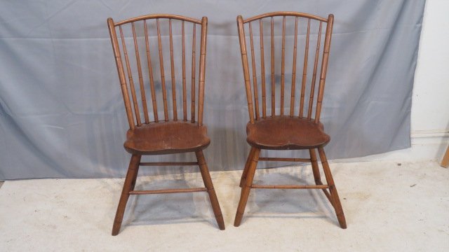 2 early 19th century country Windsor side chairs with bamboo turnings (1 of 7)