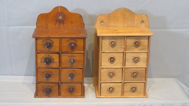 2 late 19th century 8 drawer hanging spice cabinets (1 of 7)