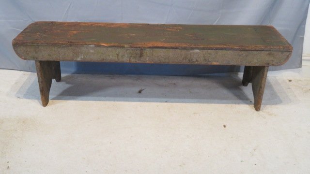 Early pine bench in old green paint (1 of 5)