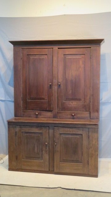 Mid-19th century poplar blind door step-back cupboard (1 of 9)