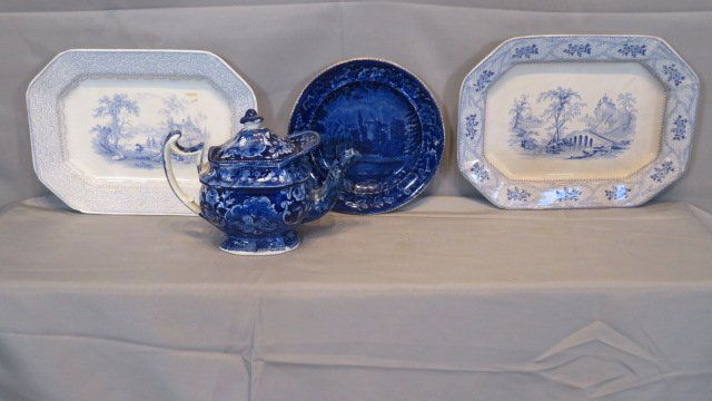 4 pcs of 19th century blue Staffordshire (1 of 4)