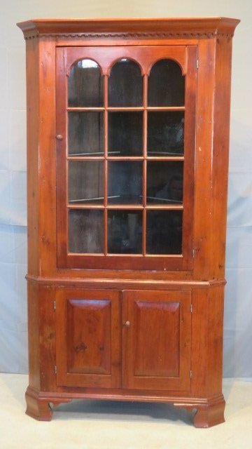 19th century PA pine 2-pc corner cupboard (1 of 8)