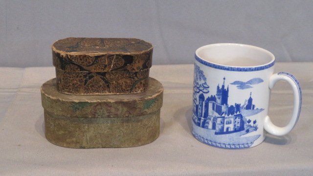 2 small wallpaper covered oval boxes (1 of 11)