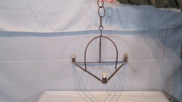 Wrought iron hanging triangular candle chandelier (1 of 6)
