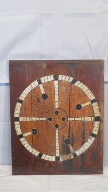 Unusual game board with bread board ends: Unusual game board with bread board ends, 26.5"L x 21"W