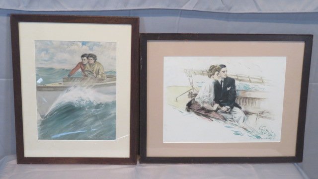2 framed and matted prints of romantic couples signed (1 of 9)