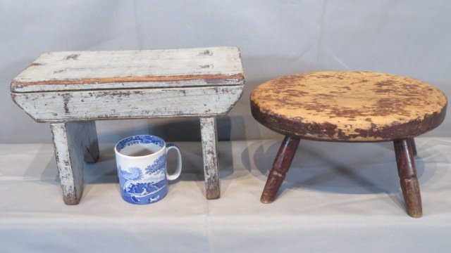 2 early painted foot stools (1 of 5)
