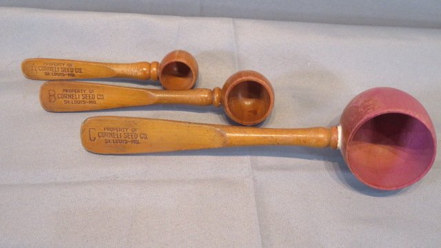 Set of 3 seed measures from Corneli Seed Co., St. Louis, MO (1 of 3)