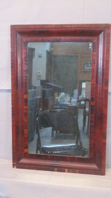 19th century burl walnut framed ogee mirror (1 of 5)