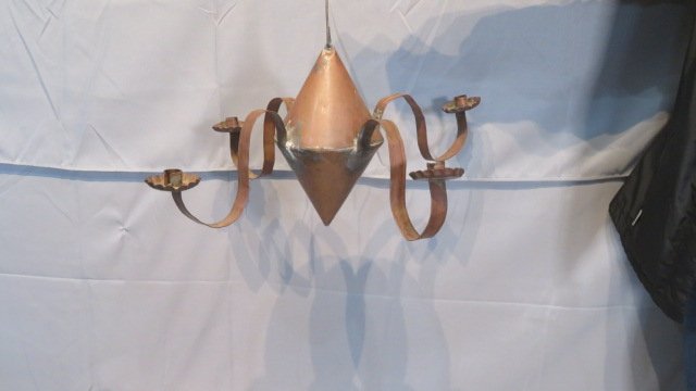 Copper hanging candle chandelier (1 of 6)