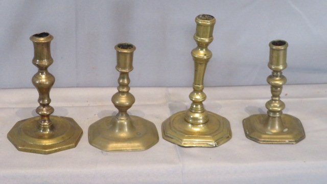 Group of 4 - 19th century brass candlesticks (1 of 5)