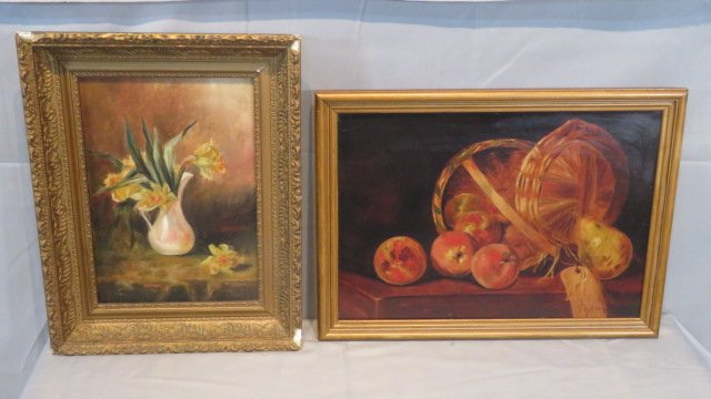 2 O/C still life paintings unsigned (1 of 6)