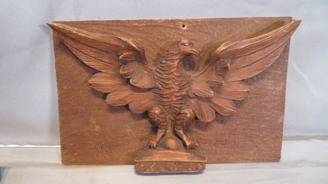 Wood carved eagle wall plaque (1 of 6)