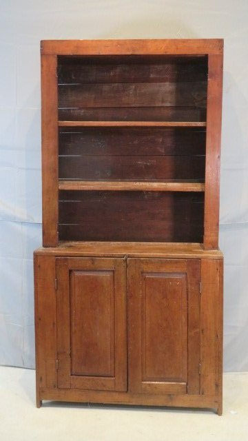 Early walnut open top step back cupboard (1 of 6)