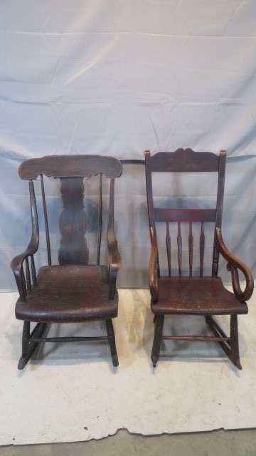 2-19th century rockers in original paint: 2-19th century rockers in original paint, tallest is 43" x 19" x 21"