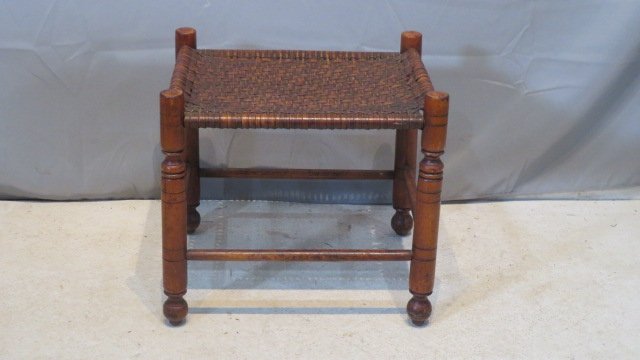 Maple stool with hickory woven seat (1 of 4)
