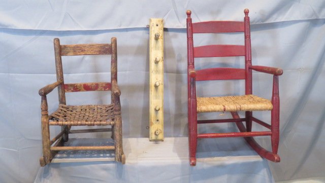 2 child's rockers and peg rack (1 of 7)