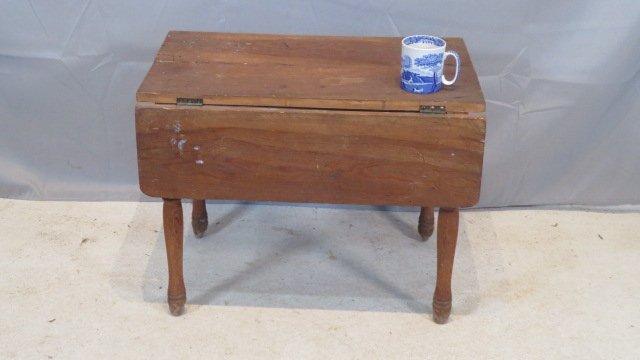 19th century pine and walnut child's drop leaf table (1 of 5)