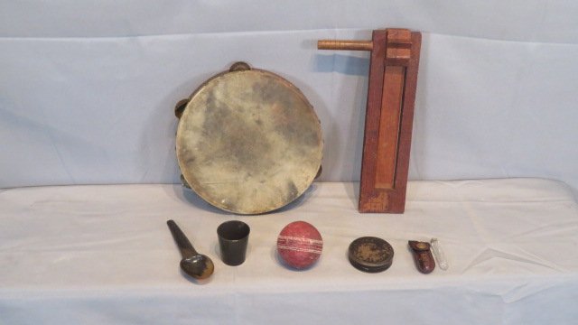 Group of 7 misc. items, tambourine, noisemaker, etc. (1 of 5)