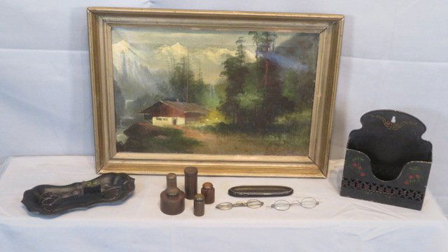 Group of 10 misc. items, painting, letter holder, etc. (1 of 8)