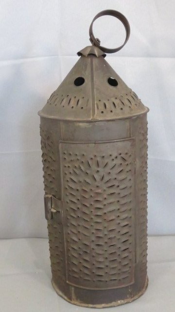 19th century punched tin candle lantern (1 of 6)