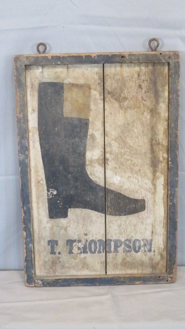 19th century wood bootmaker's 2-sided trade sign (1 of 5)