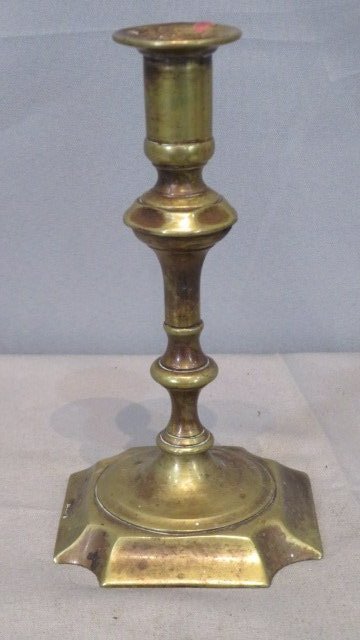 Late 18th century 7" brass candlestick (1 of 3)