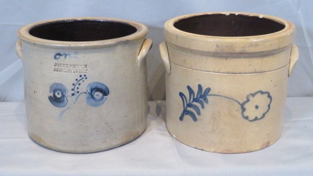 2 1-gal stoneware blue decorated jars (1 of 7)
