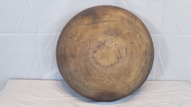 Early large wooden bowl in original grungy surface (1 of 3)