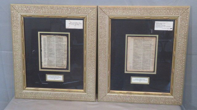 2 15th and 16th century Bible pages, framed and matted (1 of 8)