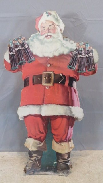 Mid-20th century large cardboard Coca-Cola Santa store display (1 of 8)